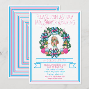 Invitation Baby shower de couronne de noisette rose