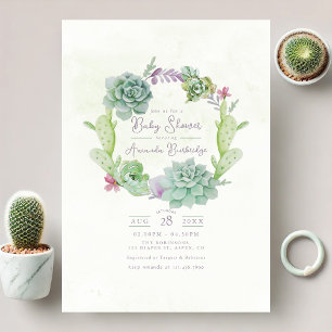 Invitation Baby shower de couronne de succulents Whimsical