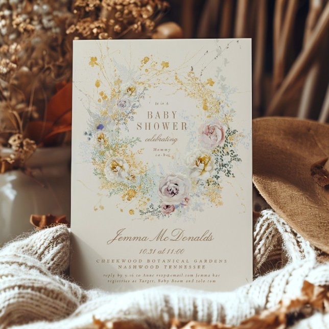 Invitation baby shower de couronne de verres botaniques (Créateur téléchargé)