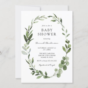 Invitation Baby shower de couronne d'eucalyptus