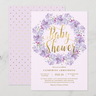 Invitation Baby shower de couronne d'or bleu clair classique
