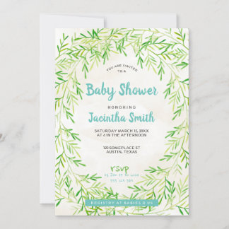 Invitation Baby shower de couronne verdoyante