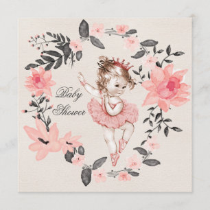 Invitation Baby shower de couronnes à l'eau Florale Ballerina
