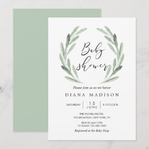 Invitation Baby shower de couronnes de verge de la branche d'