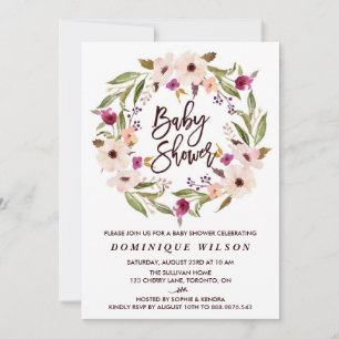 Invitation Baby shower de couronnes florales de Bohème Whimsi