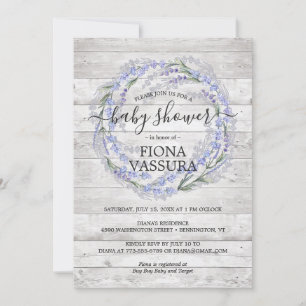 Invitation Baby shower de couronnes florales en bois rustique
