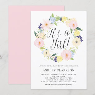 Invitation Baby shower de couronnes florales Paste