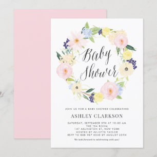 Invitation Baby shower de couronnes florales Paste