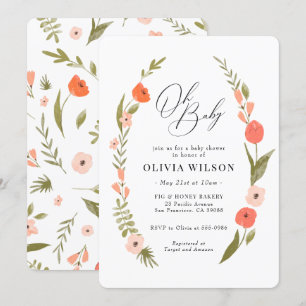 Invitation Baby shower de couronnes rose verte