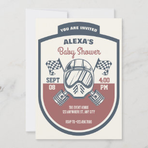 Invitation Baby shower de course de motos rétro