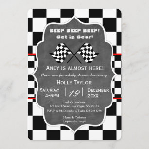Invitation Baby shower de course de tableau de bor