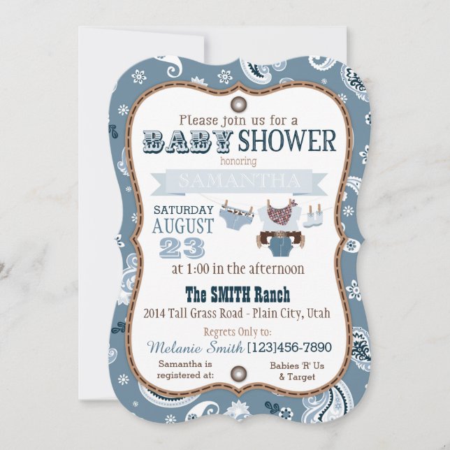 Invitation Baby shower de Cowboy Bandanna Jumper (Devant)