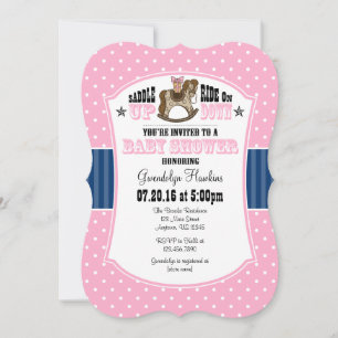 Invitation Baby shower de cowboy bleu rose