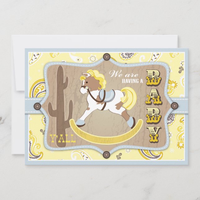 Invitation Baby shower de cowboy de cheval de basculage (Devant)