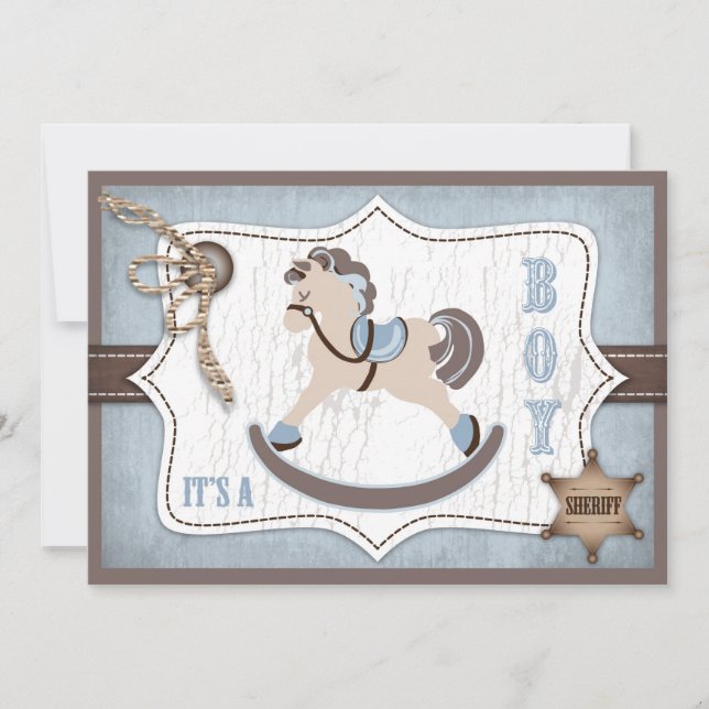 Invitation Baby shower de Cowboy des Chevaliers Rocheux bleu (Devant)