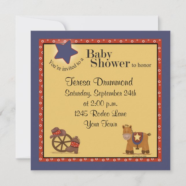 Invitation Baby shower de cowboy et de cow-girl avec la (Devant)