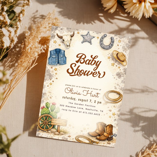 Invitation Baby Shower de Cowboy rustique du désert de l'Oues (Créateur téléchargé)