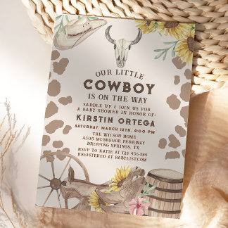 Invitation Baby shower de cowboy rustique occidental