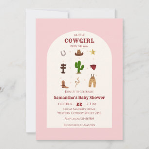 Invitation  Baby Shower de Cowgirl Minimaliste Rose