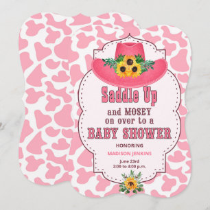 Invitation Baby shower de cowgirl occidentale rose