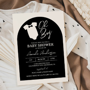 Invitation Baby shower de Cravate de Boy Boy noir et crème