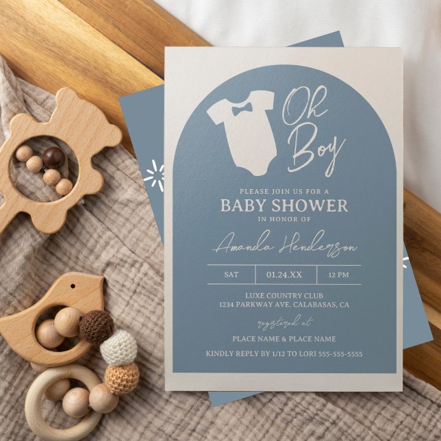 Invitation Baby shower de Cravate Dusty Blue Bow (Créateur téléchargé)