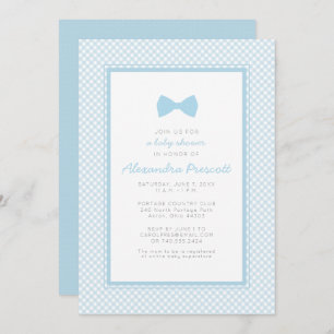Invitation baby shower de cravate En vichy arc bleu
