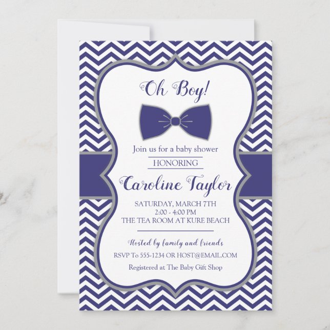 Invitation Baby shower de Cravate Little Man Bow (Devant)