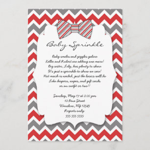Invitation Baby shower de cravate pour bébé rouge gris