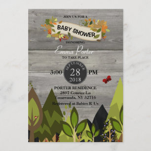 Invitation Baby shower de création de bois rustiqu
