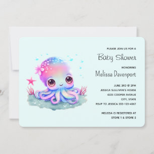 Invitation Baby shower de créature de la mer de pieuvre migno