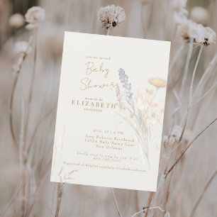 Invitation Baby shower de crème florale botanique