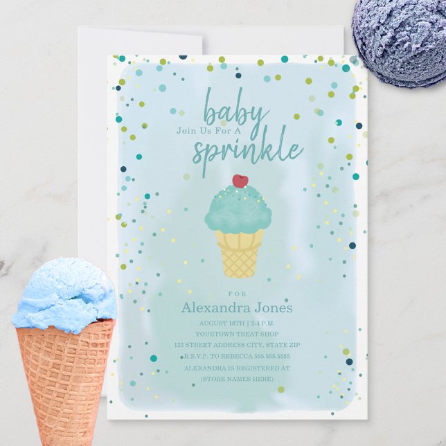 Invitation Baby shower de crème glacée bleu pour bébé (Créateur téléchargé)
