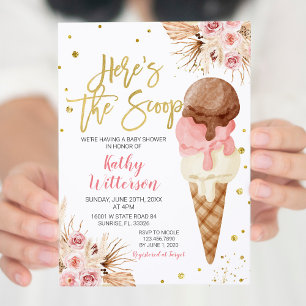 Invitation Baby shower de crème glacée Boho