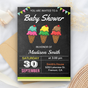 Invitation Baby shower de crème glacée colorée