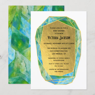Invitation Baby shower de cristaux géométriques Gem Stone Gol