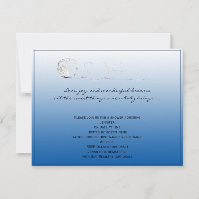 Invitation Baby shower de croquis bleu (Devant)