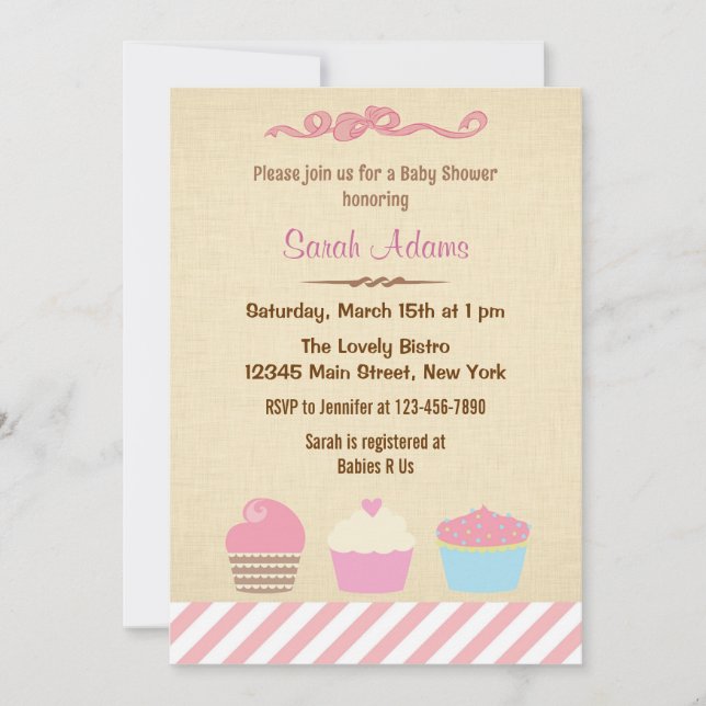 Invitation Baby shower de Cupcake Party (Devant)