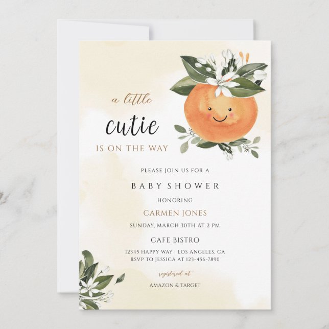 Invitation Baby-Shower de Cutie (Devant)
