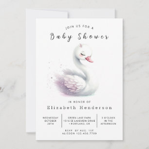 Invitation Baby shower de cygne à écran plat