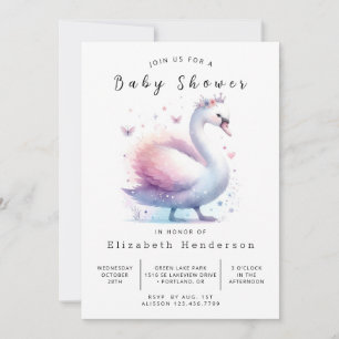 Invitation Baby shower de cygne à impression bohème