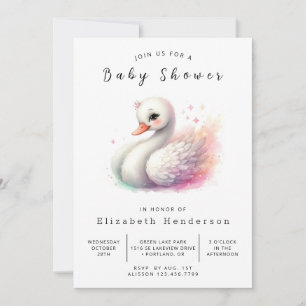 Invitation Baby shower de cygne à impression bohème