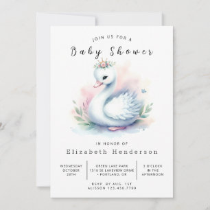 Invitation Baby shower de cygne à impression Boho