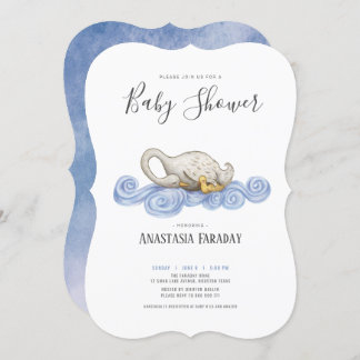 Invitation Baby shower de cygne aquarelle