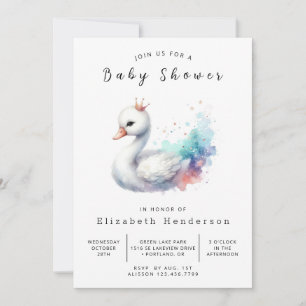 Invitation Baby shower de cygne de Bohême modifiable
