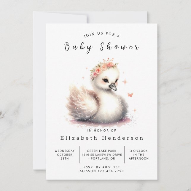 Invitation Baby shower de cygne du lac Custom (Devant)