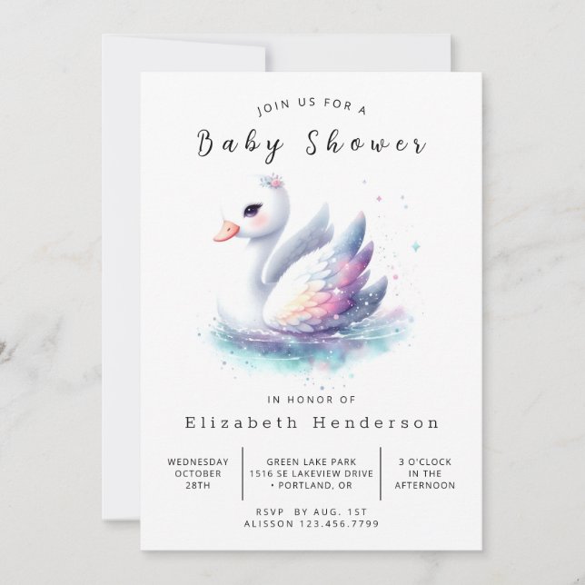 Invitation Baby shower de cygne du lac Custom (Devant)