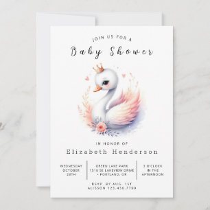 Invitation Baby shower de cygne du lac Editable