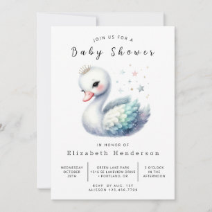 Invitation Baby shower de cygne élégant et modifiable