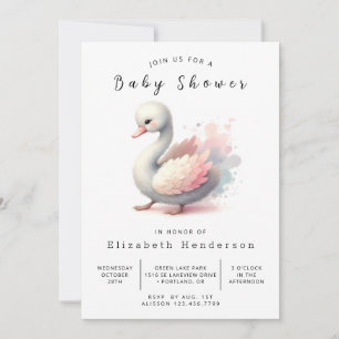 Invitation Baby shower de cygne élégant et modifiable